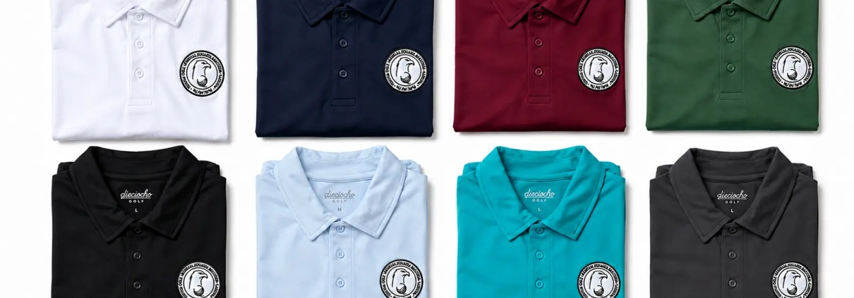 Ocho polos personalizados en diferentes colores para los equipos del Memorial Eduardo Martínez Cabrera